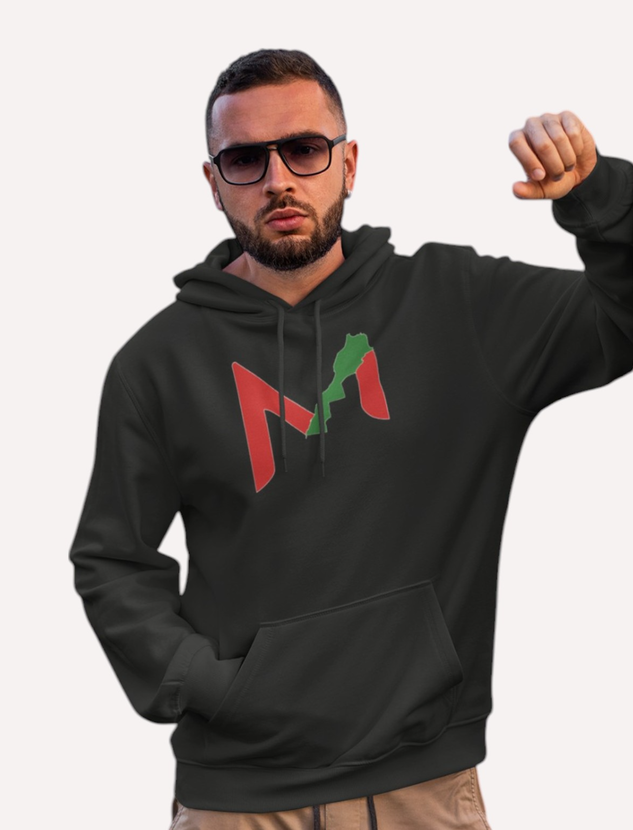 hoodie-sweatshirt-capuche-carte-du-maroc-marque-M-originale